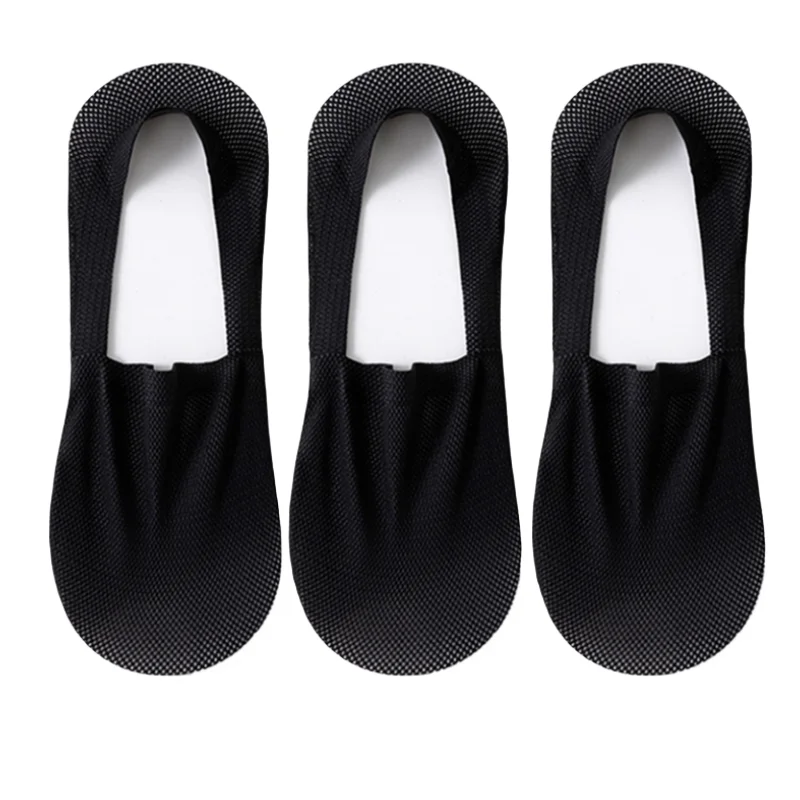3Pairs Mannen Bootsokken Dunne Ademende Zachte Casual Zomer Onzichtbare Sok Hoge Kwaliteit Effen Kleur Siliconen Antislip Low cut Sox