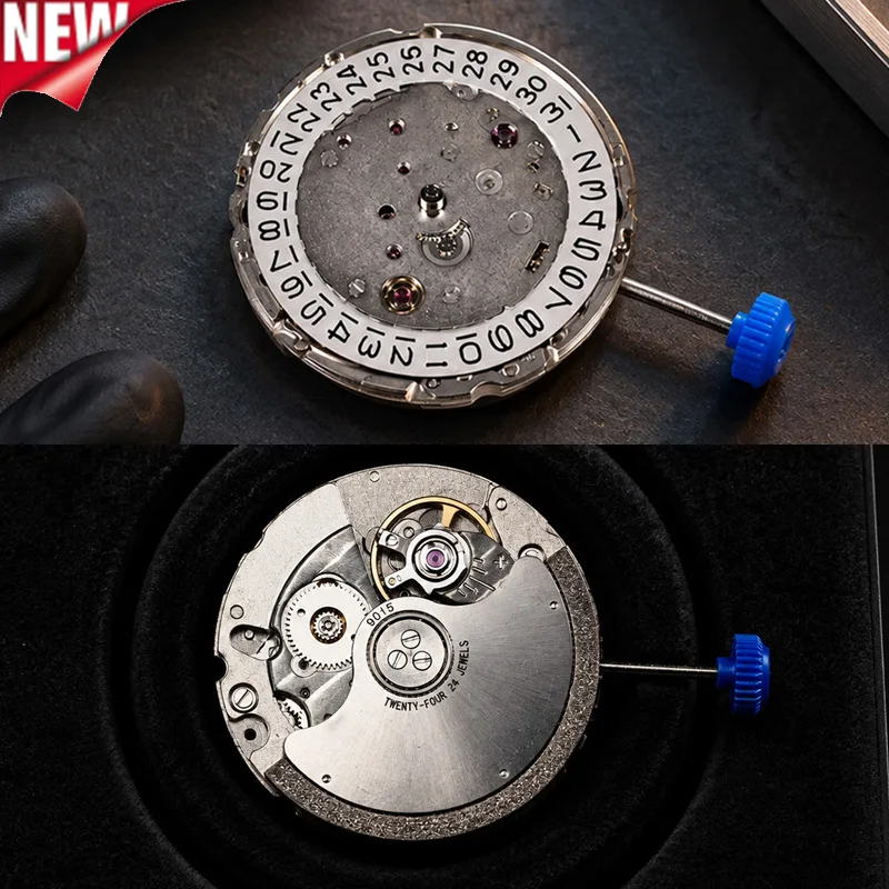 For China Dandong 9015 Mechanical Watch Movement 24 Jewels High Precision Hacking Hand Winding Repair Parts Date at 3:00