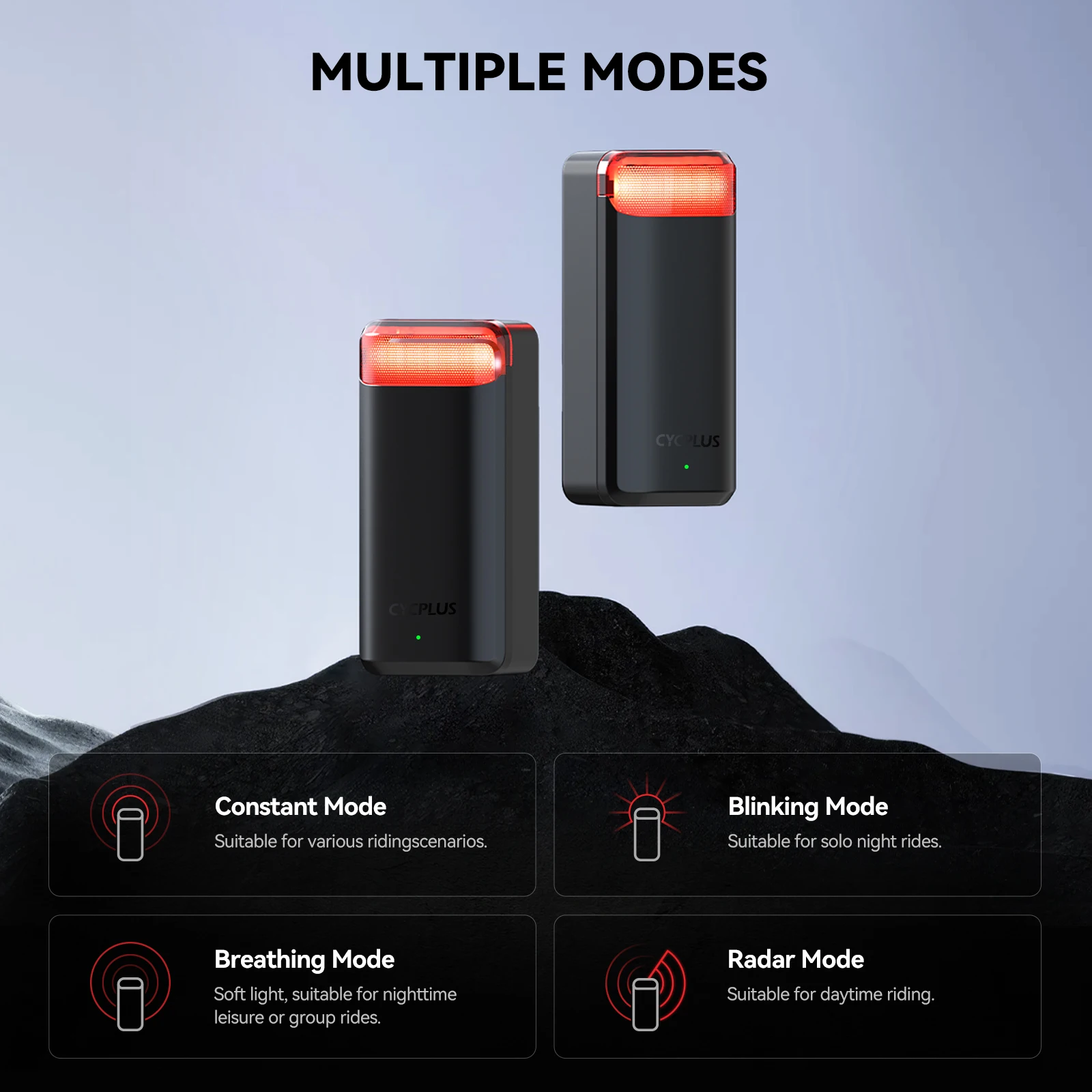 Bicycle Radar Tail Light with Brake Sensing - USB Rechargeable IPX6