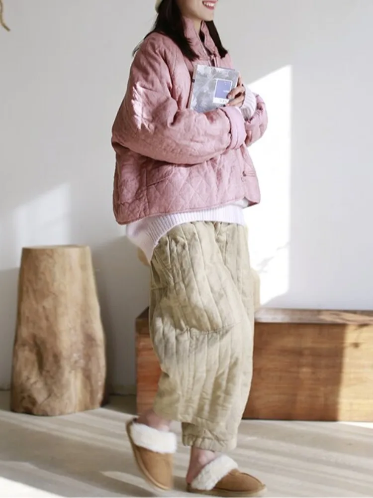 Pantalon en coton Thiened pour femme, pantalon d'hiver pour loisirs à la maison, chou pour maman, taille élastique, neuf Points, rempli de coton