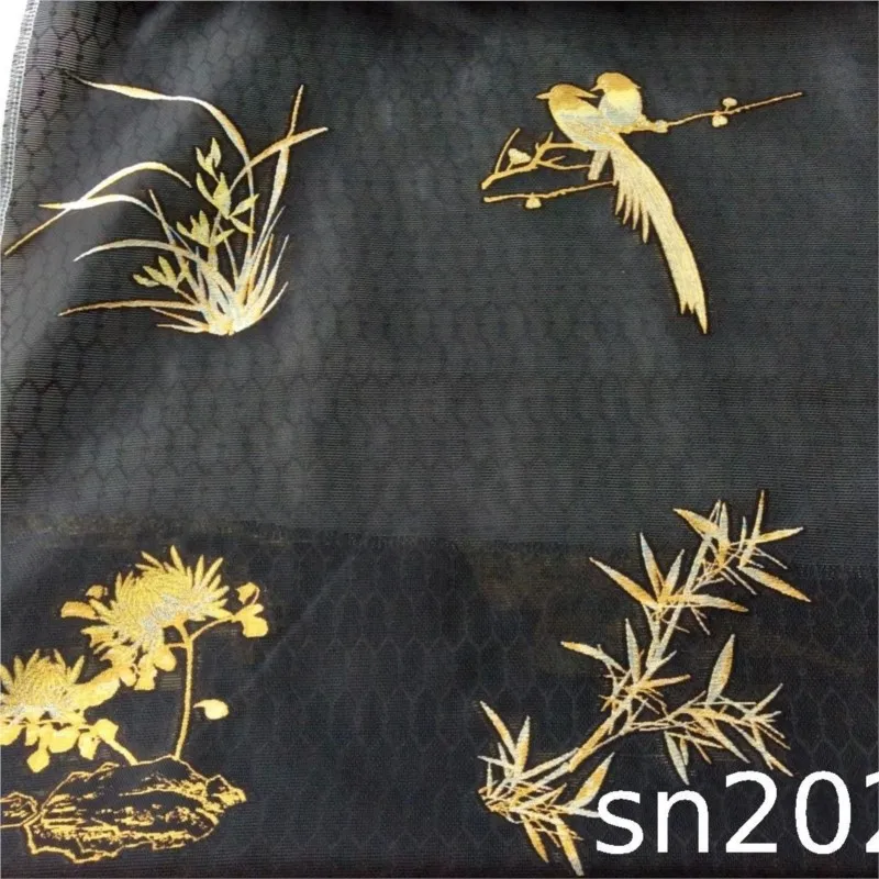 Hollowed-out plum orchid and chrysanthemum cut jacquard fabric semi-transparent Hanfu evening dress ancient