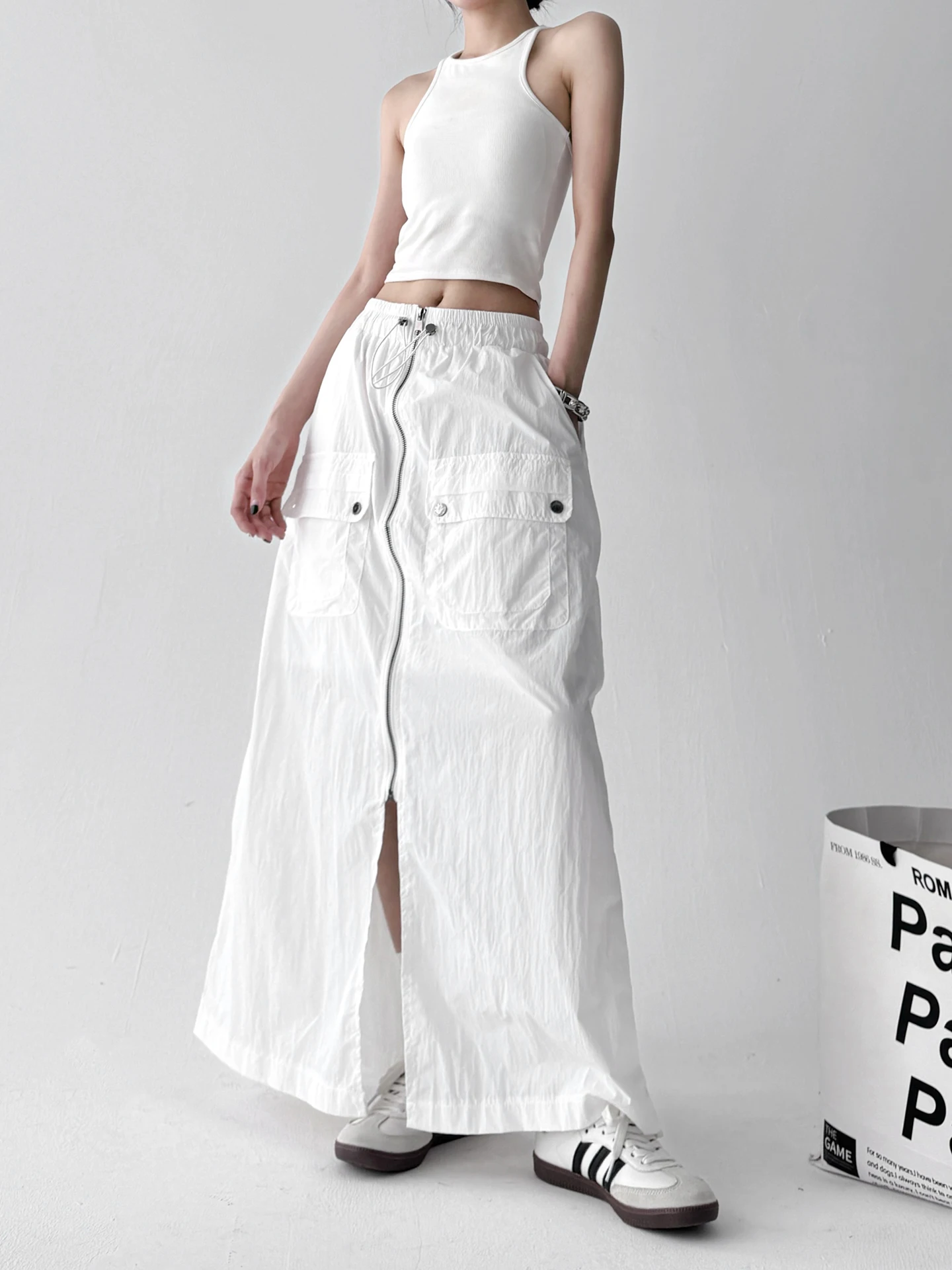 Hohe Taille A-Linie Rock Koreanische Sle Frontschlitz Arbeitskleidung Dr frauen ular Abnehmen Casual Röcke für Sommer 2025,