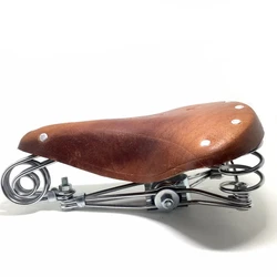 Riveting Cow Leather Seat Road Bike Traditional Old Style Bicycle SaddleStandard MTB Vintage Cushion Cycling Part