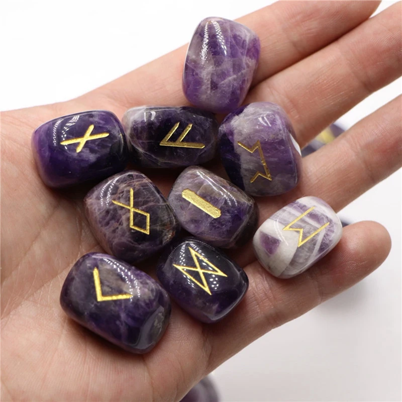Piedra de runa de amatista Natural, ágata de adivinación Irregular, decoración de regalo, 25 piezas