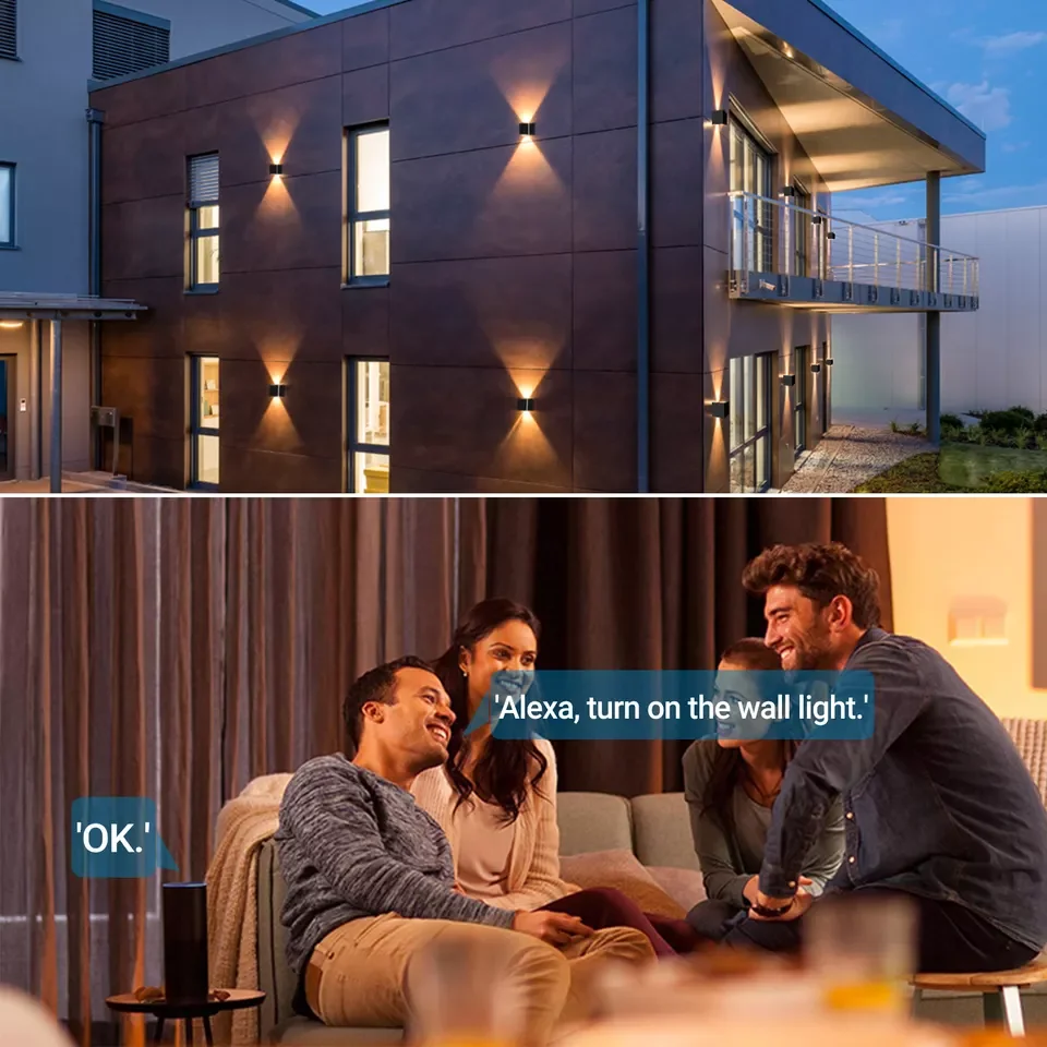 ‌Smart LED Wall Light - Indoor/Outdoor, RGBIC Music Sync, 16M Colors, Voice/App Control