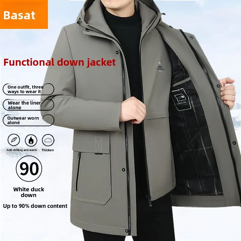 

Warmth Dad Winter down Jaet Men's Mid-Length New Sle High-End Dad Live Galdder down Jaet Sli Busin Faion