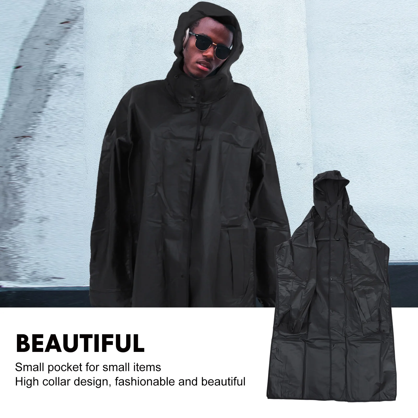 

1Pcs Full Body Raincoat Long Waterproof Protective Coat Eva Material Portable Adjustable Hood Rain Poncho for Outdoor Daily Use