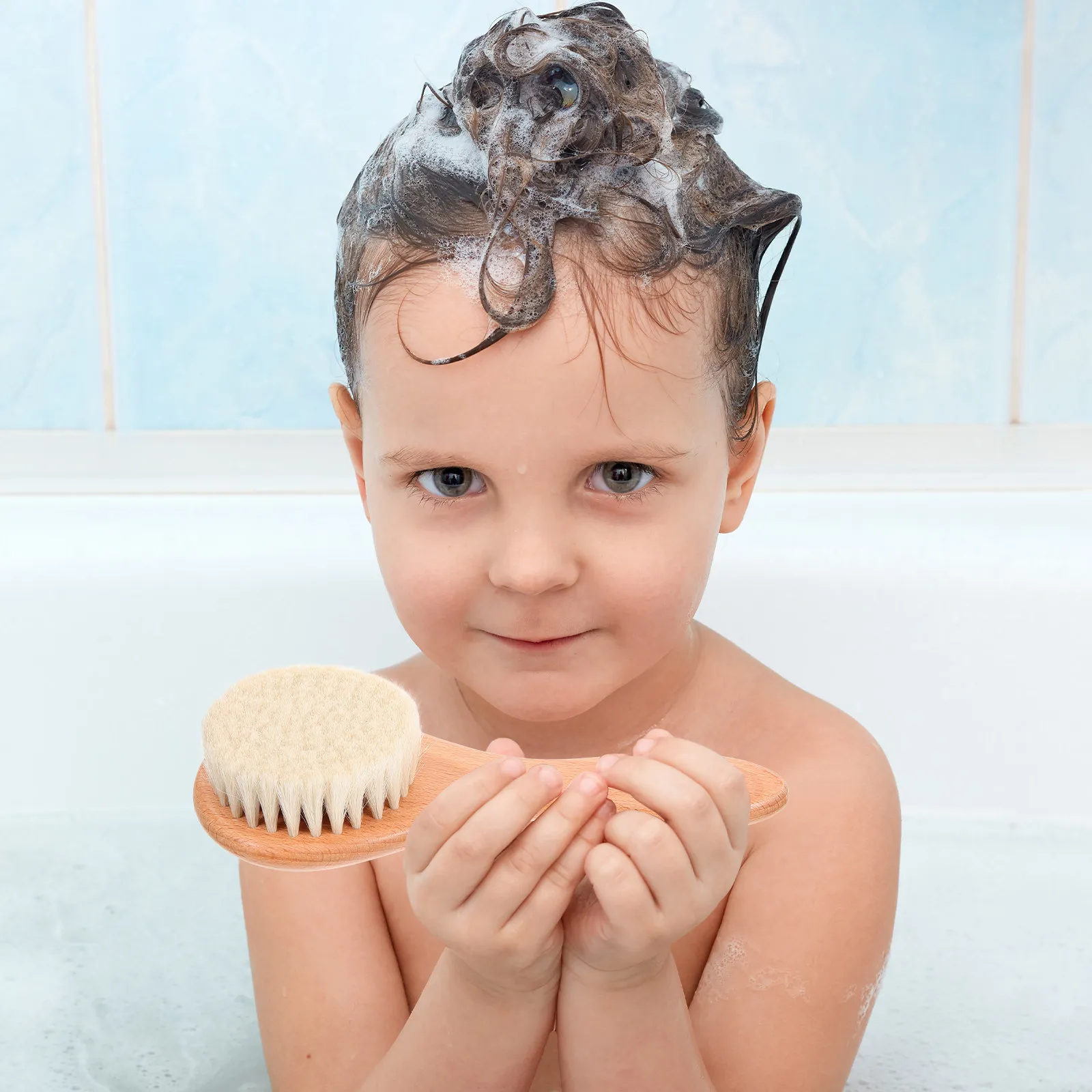 1Set Newborn Baby Hair Brush and Comb Set Wool Bristles Wooden Teeth Safe for Delicate Scalp Circulation Massage Sleep Prep