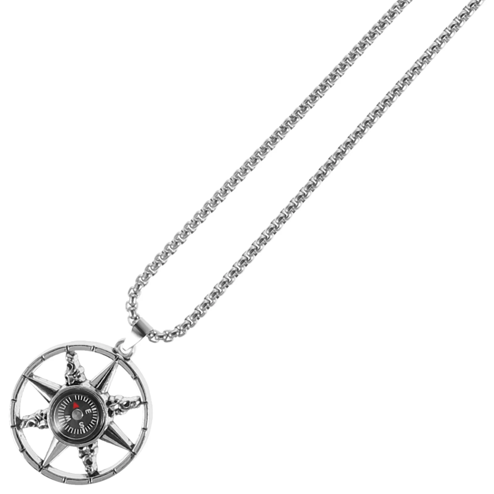 

Survival Compass Necklace Titanium Steel for Men Women Functional Pendant Unique Design Delicate Beautiful Navigation Gift