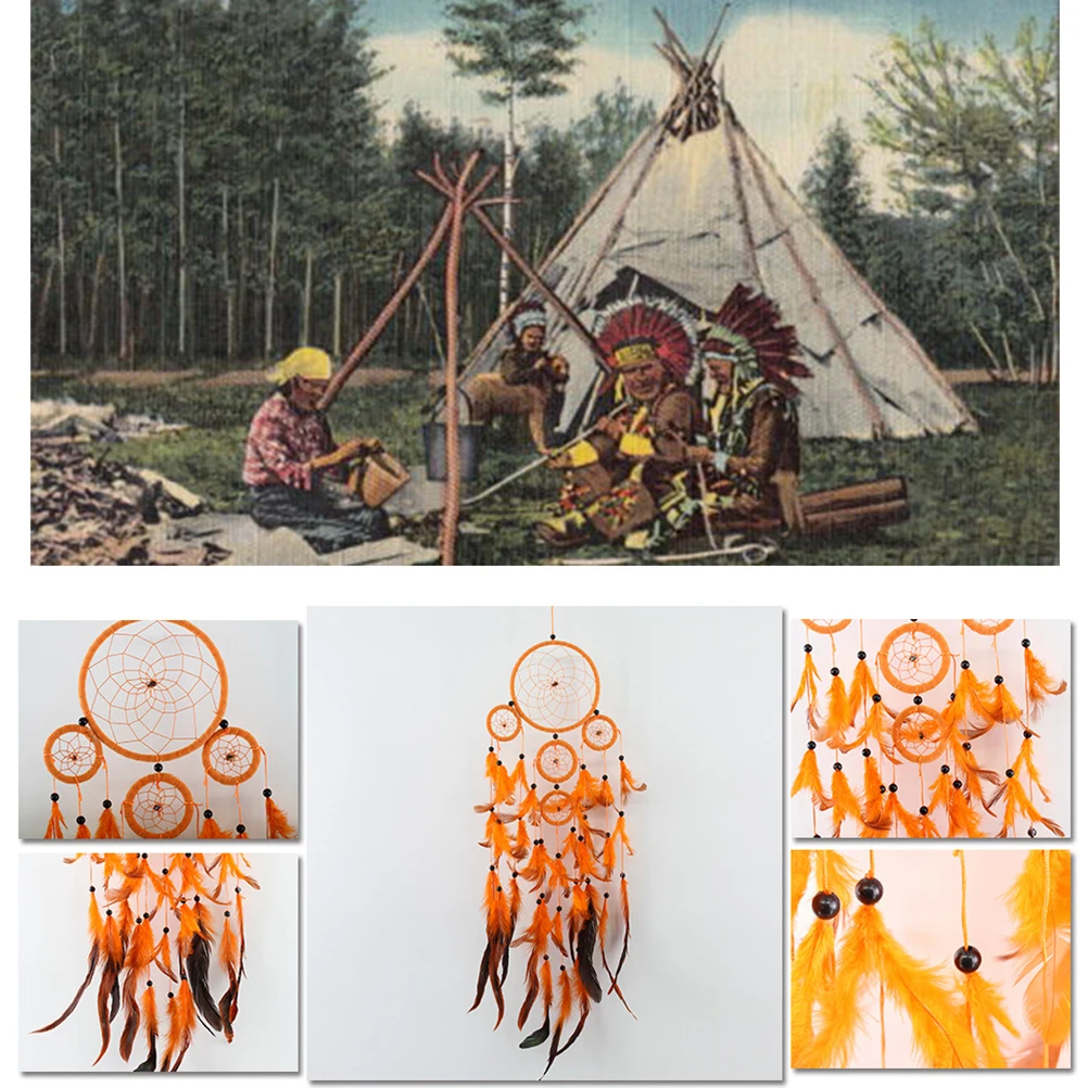

Orange Handmade Dream Catcher Colorful Ornaments Bedroom Living Room Wall Hanging Decoration Pendant Gifts