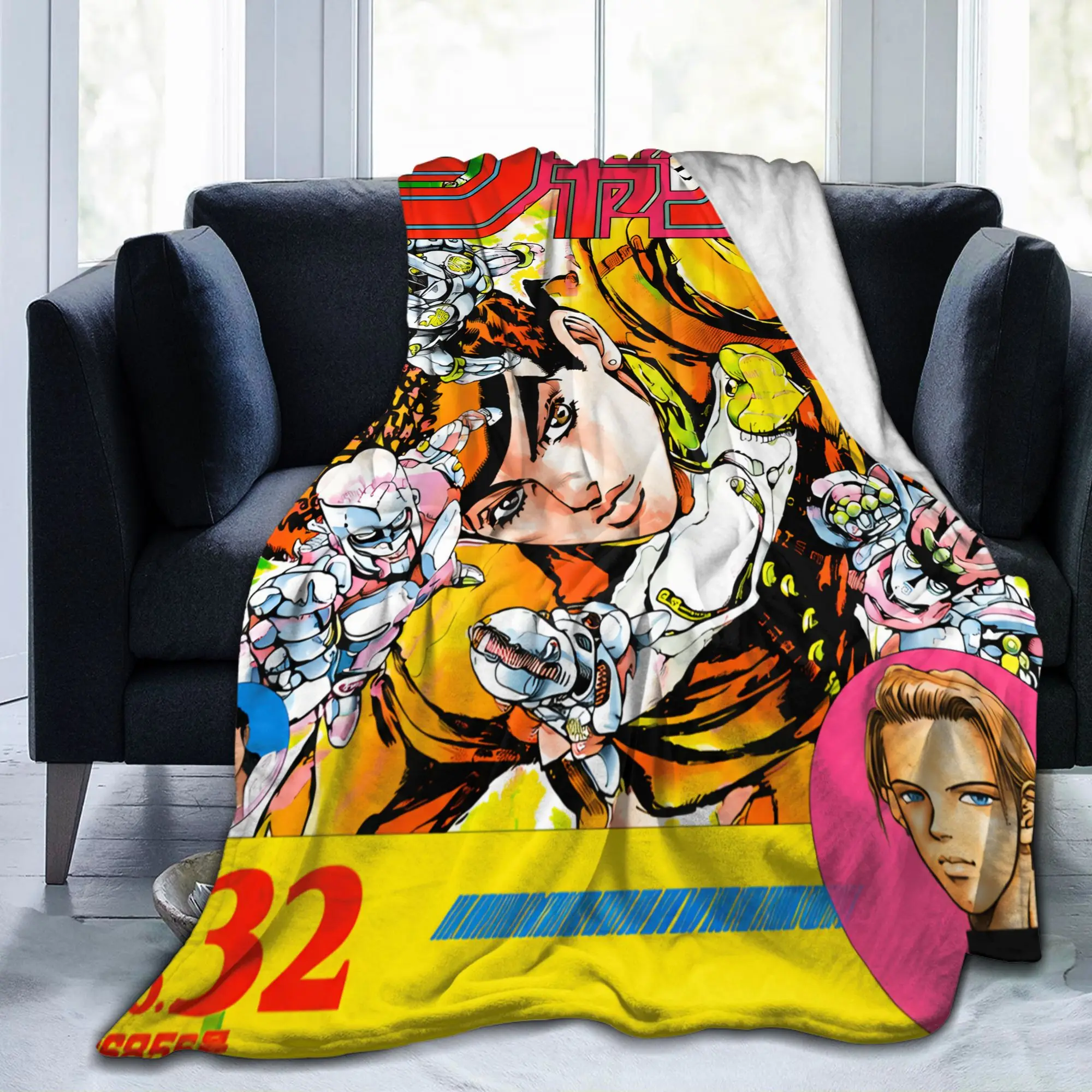 JoJos Bizarres Adventures Blanket Flannel Summer Air Conditioning Anime Manga Throw Blanket for Home Bedroom Plush Thin Quilt