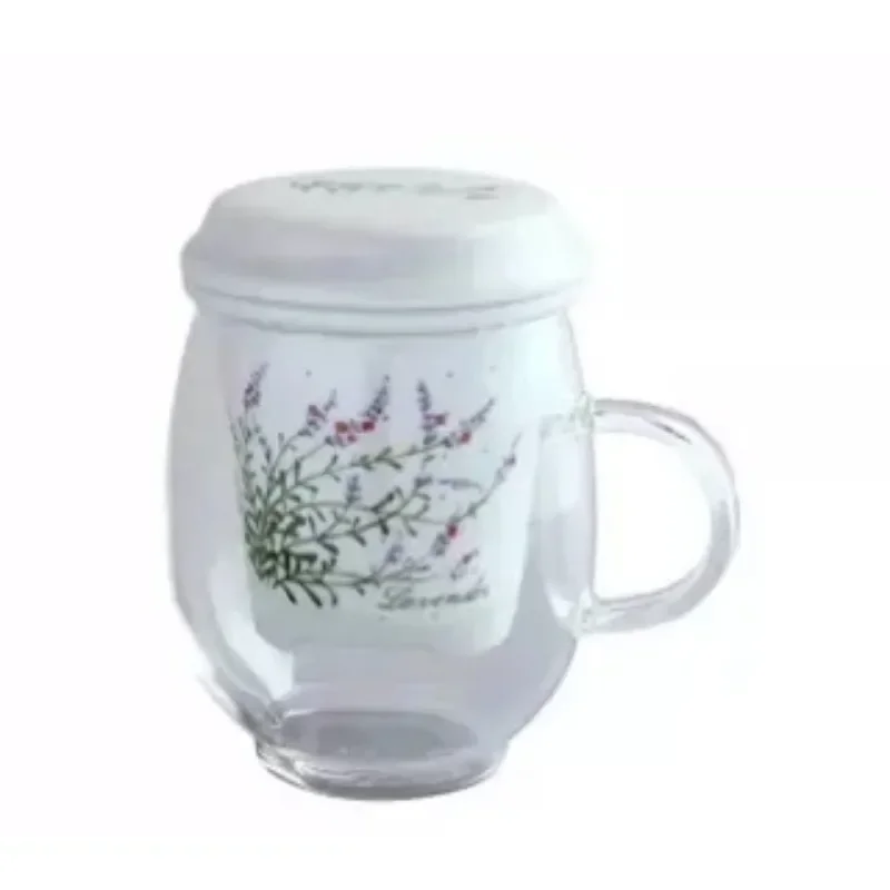 Spot Japan imported Tian Shao Hua Yu ceramic tea leakage flowers covered heat-resistant glass mug cups.