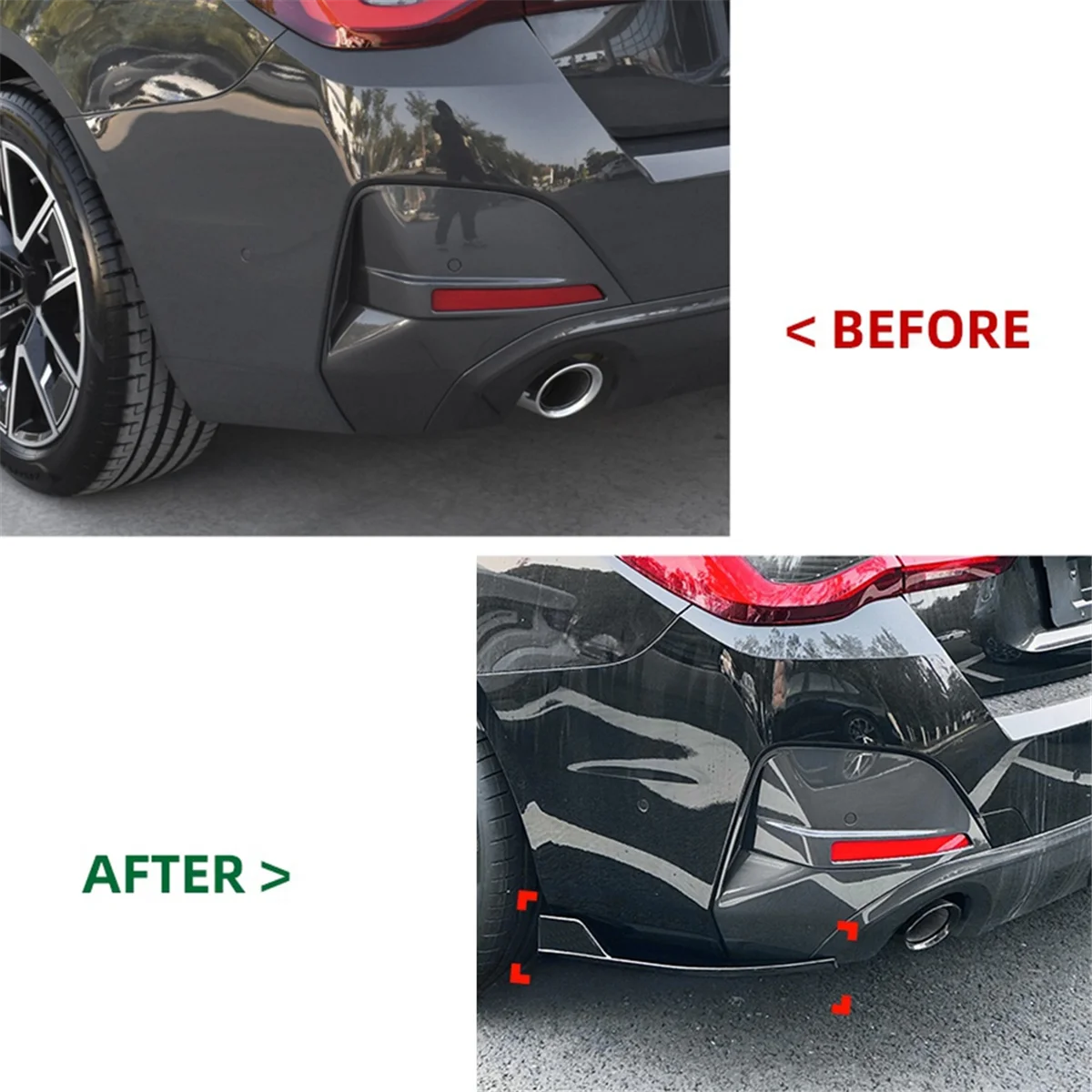 Car Rear Bumper Lip Diffuser Splitter Winglet Apron Spoiler for G26 2020+ Gloss Black Spoiler Wind Knife