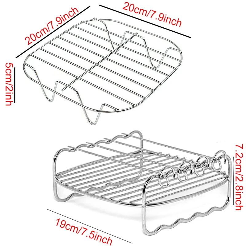 8 Inch Air Friteuse Accessoires Vierkante Airfryer Grill Spies Rack Houder Oven Taart Bakpan Voor 5.5L COSORI Ninja Philips Mand