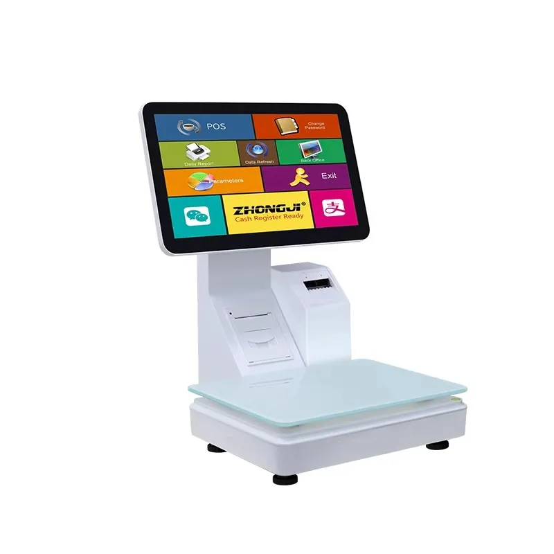 15.6 Inch   Touch Screen POS System All-in-One Fruit Shop Store Hotel Market AI Recognition  Label Scale