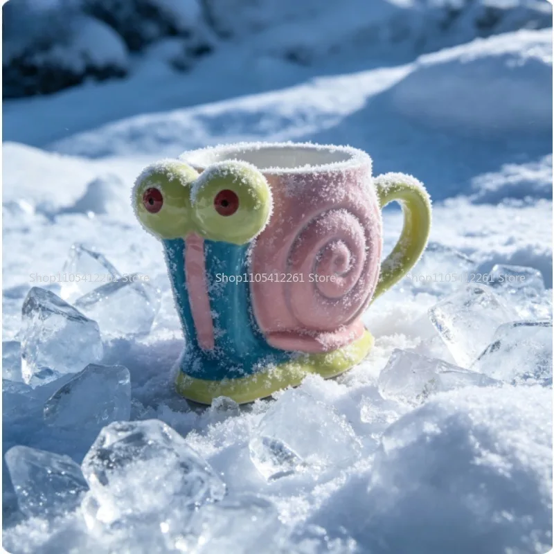 260ML Snail Ceramic Coffee Mug With Handle Porcelain Milk Tea Cups Cartoon Cute Drinkware For Kids Boys Girls Gift