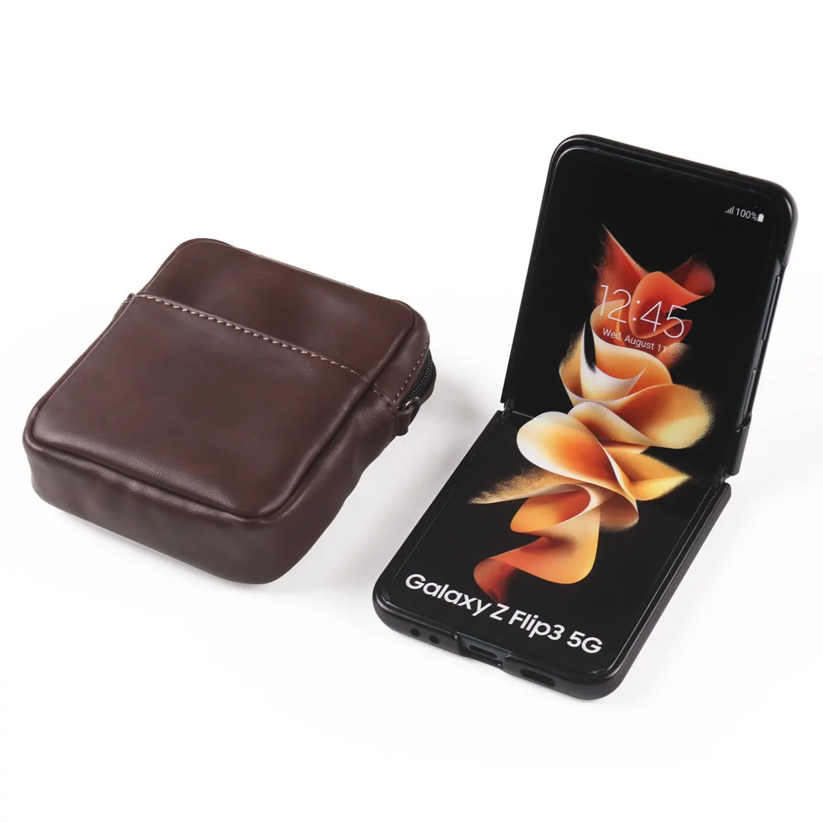 PU leather folding screen mobile phone hanging belt zipper wear belt lightweight multifunctional small belt