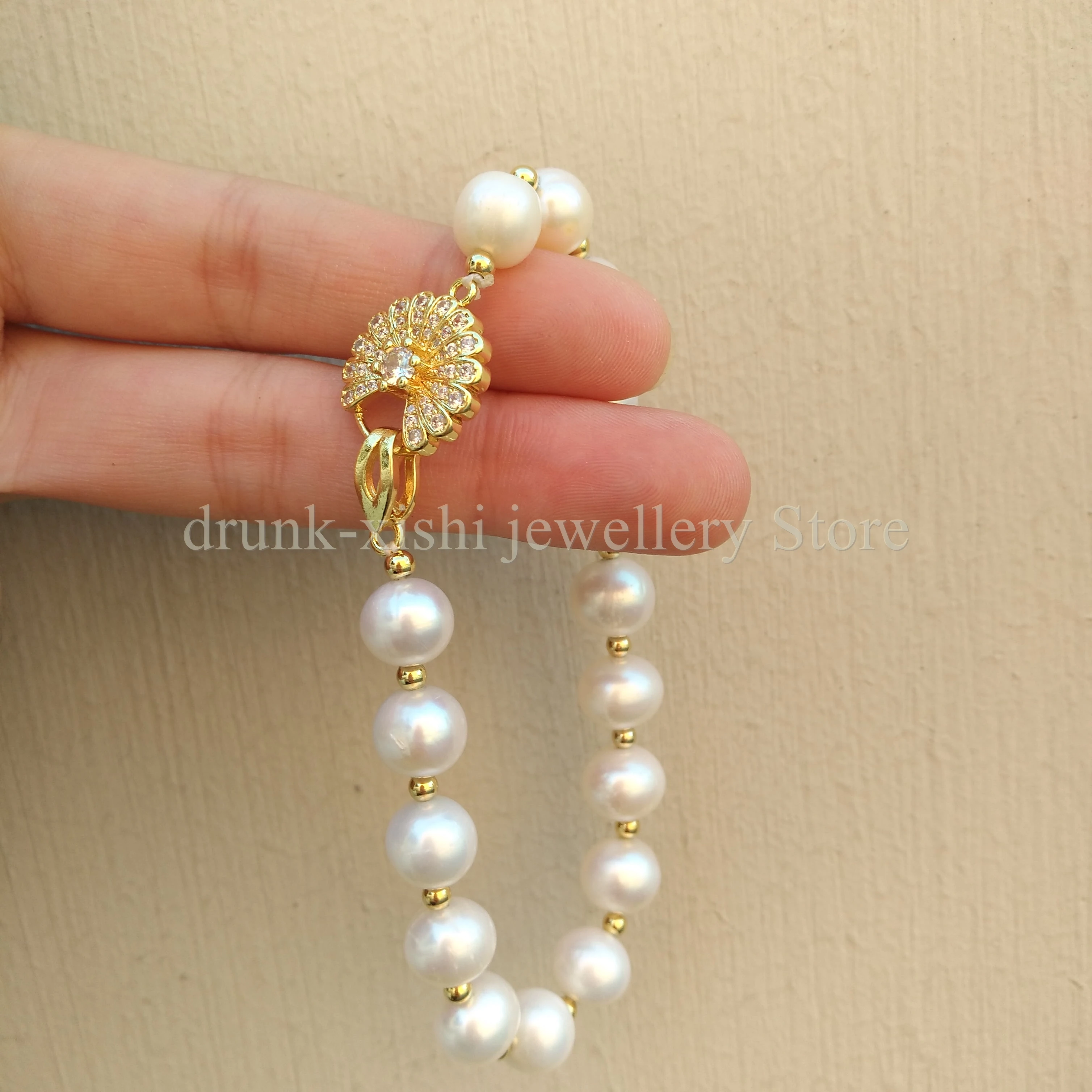 Exquisite Charming Ladies South Sea White Pearl Bracelet 7.5-8 Inch So Nice Free Shipping