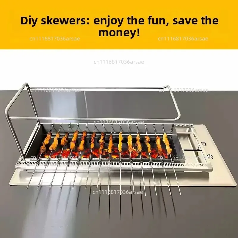 Outdoor Commercial Carbon BBQ Oven Automatic Rotating Flip Charcoal Grill Lamb  Restaurant Barbecue Processing Equipment