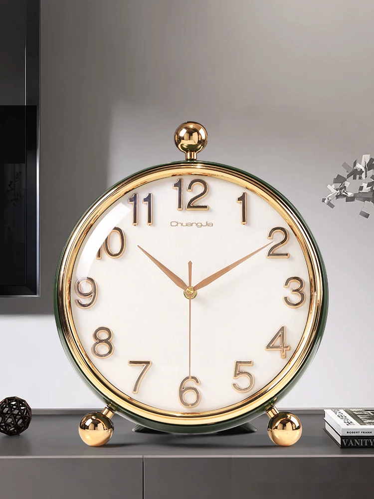 

Clock living room atmosphere high-end high-value clock placement pendulum table clock
