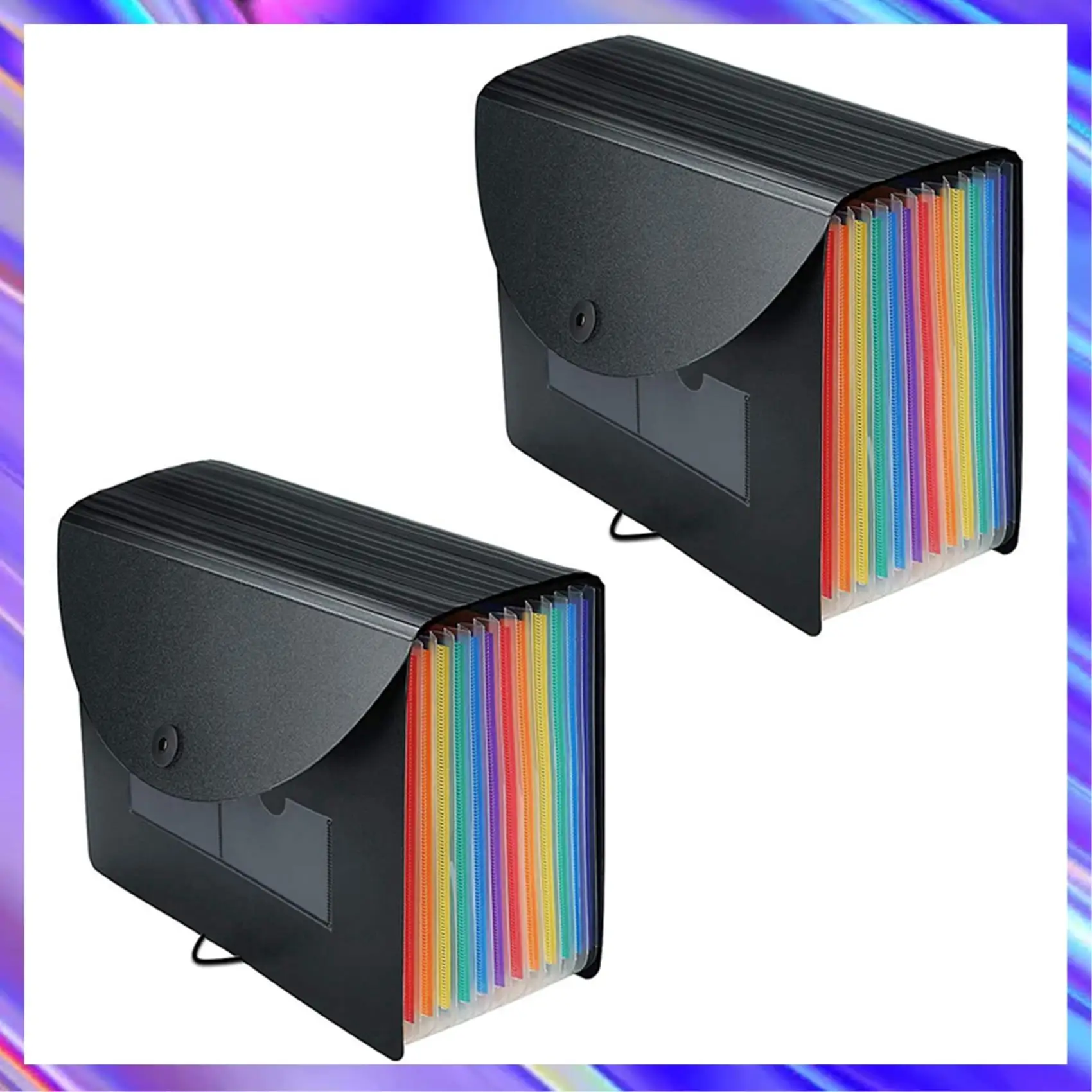 

2X Expanding File Folder 12 Pockets File Organizer Filing Box,A4 Accordion Bill/Receipt Folders With Colored Tabs