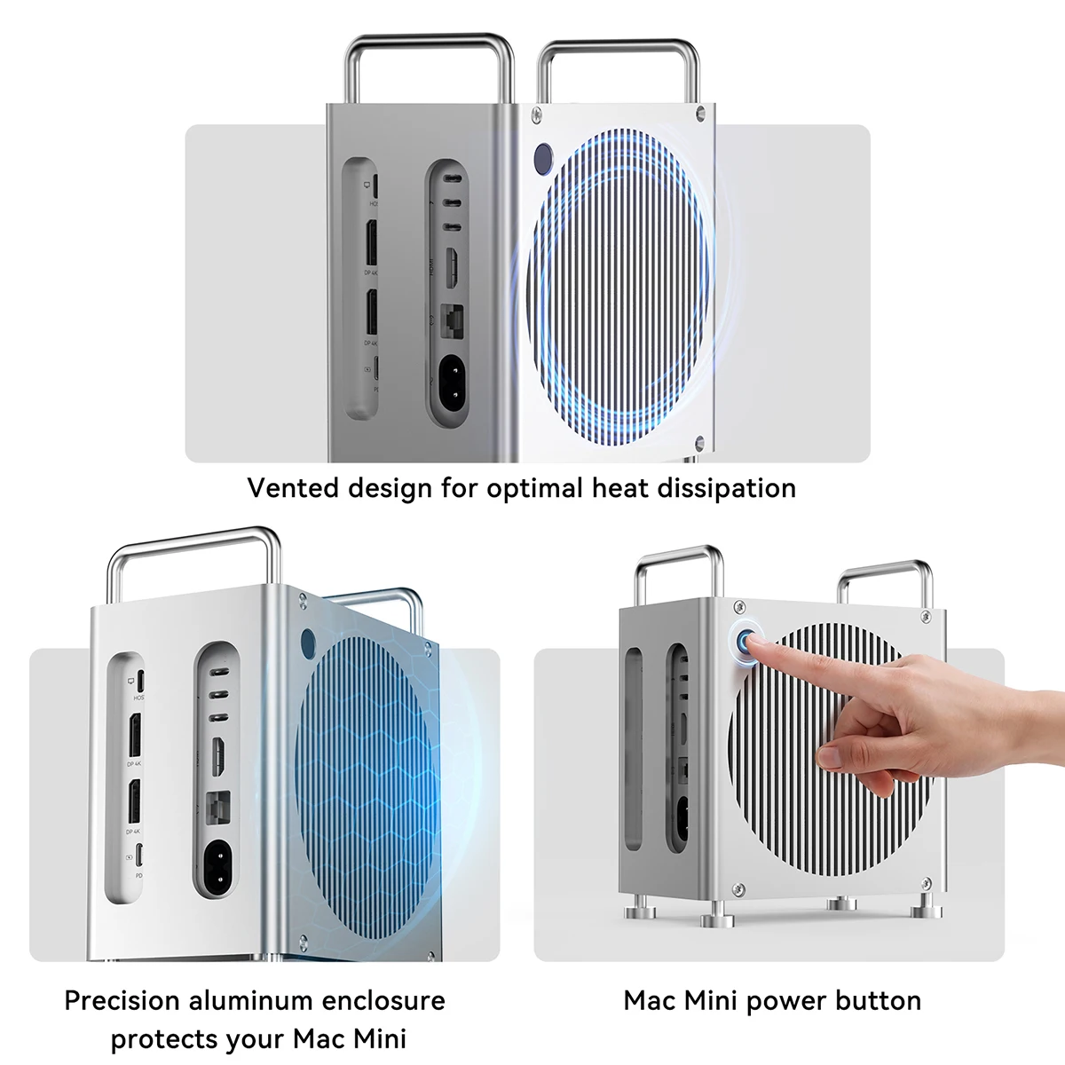 Acasis Mac Mini M4 Docking Station Dual-bay M.2 SSD NVMe Enclosure USB-C 40Gbps ถึง DP 4K/144HZ SD & TF4.0 สําหรับ Mac Mini M4 Pro