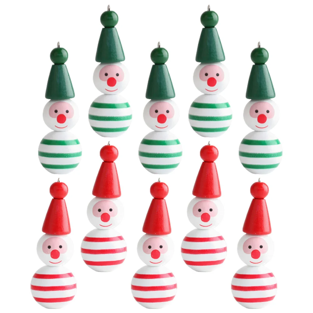 40 Pcs Wooden Beads Christmas Tree Decorations Xmas Loose Lotus Buffalo Plaid Snowman