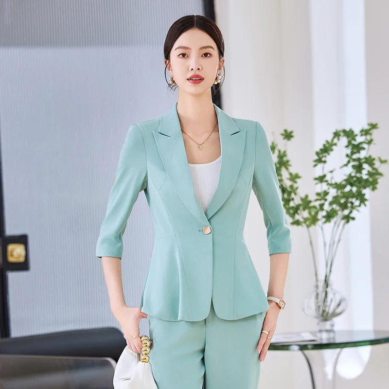 

Spring and Summer New Three-Quarter Sleeve Small Suit Women's Business Suit Slim Fit Graceful and Fashionable Thin Mid-Sleeve Su