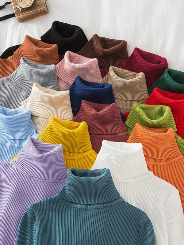 

Versatile High Ne Long Sve Knitted Sweater Casual All-Match Street Sle Moisture ng Fiber Blend Autumn Winter Spring