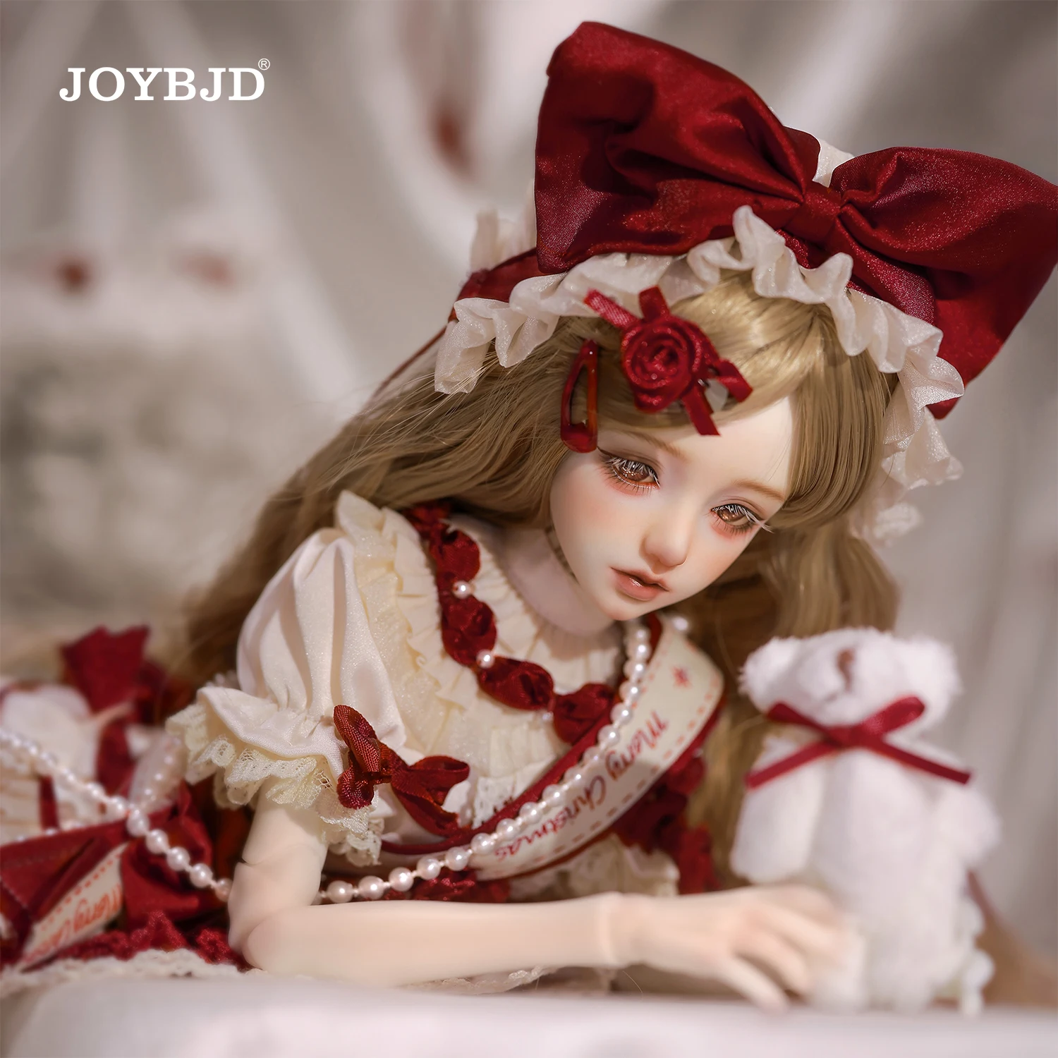 

JOYBJD Lvy 1/4 BJD Fullset B Fantasy Elf Doll European Medieval Lolita Style Top Student Red Dress Complete Christmas Gift