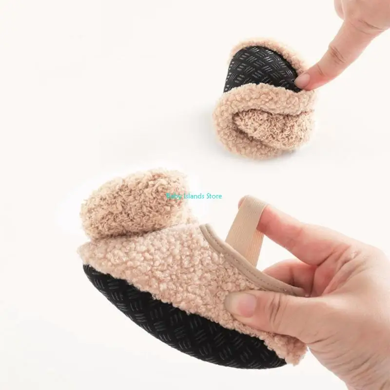 

K92D Warm Winter Baby Slippers Toddler Plush Floor Sock Shoes Anti-slip Walking Shoes