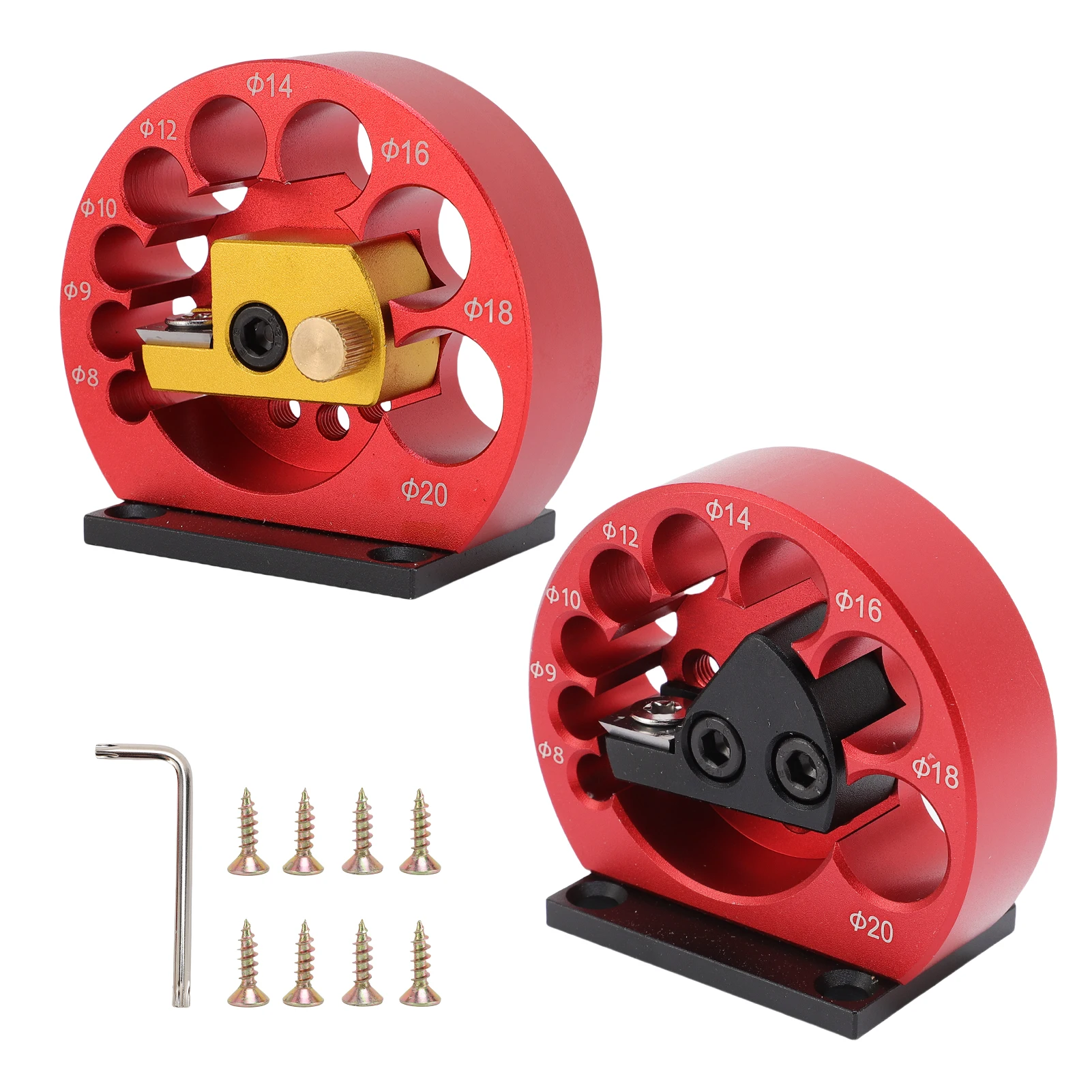 أداة تقريب الخشب، أداة مساعدة للقضيب الدائري مع شفرة كربيد، أداة صانع وتد ذات هيكل دائري، 8 فتحات مقاسات (Φ8-20 مم)، Elect #1