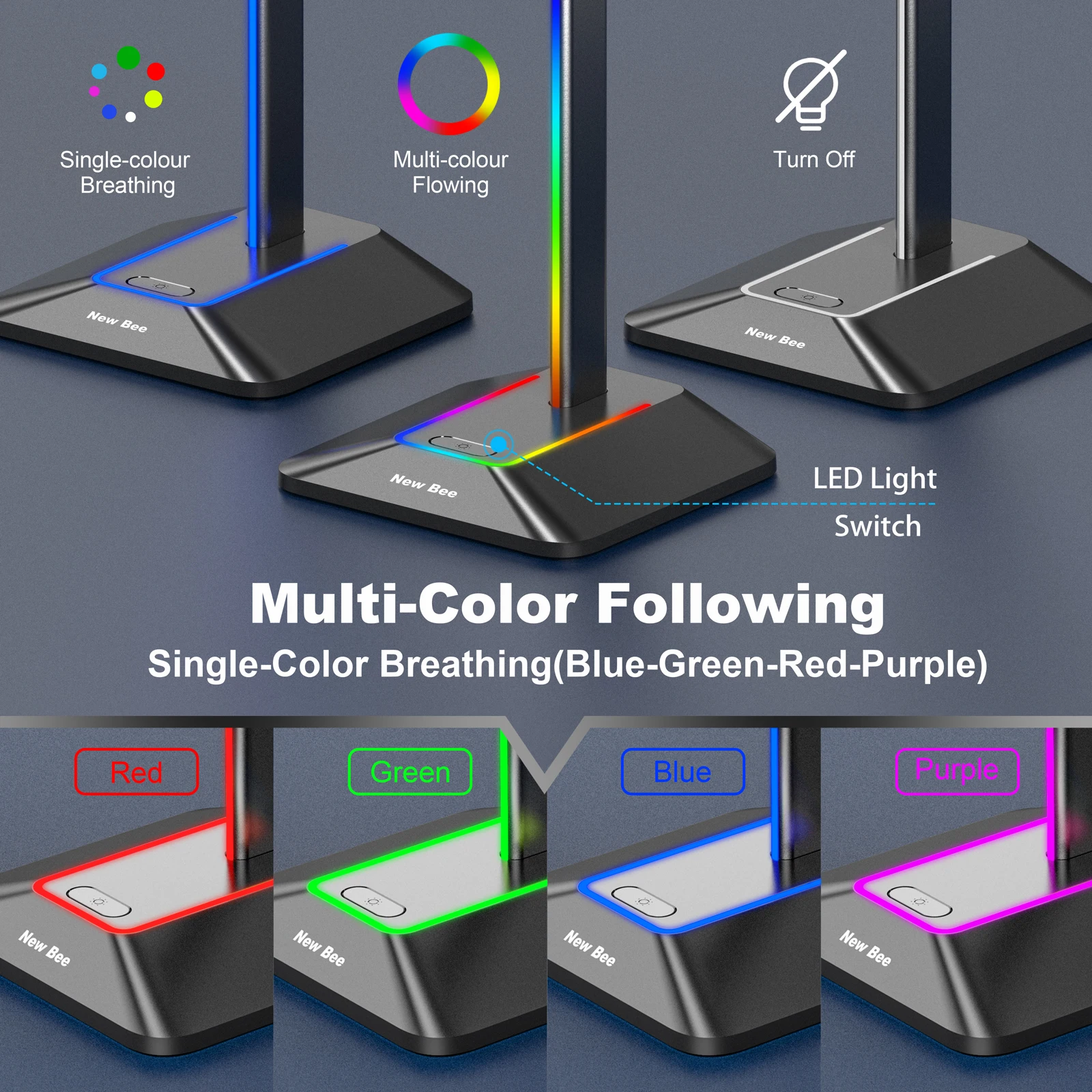 Link Traum RGB Lichter Kopfhörer Ständer mit Typ-c USB Ports Kopfhörer Halter für Alle Headsets Gamer Gaming PC zubehör Schreibtisch