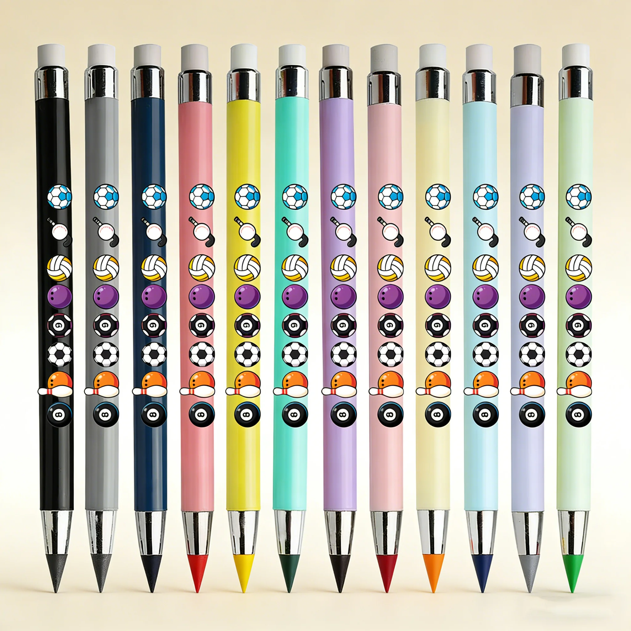 

12pcs football pattern eternal colored pencil is not easy to break pencil student stationery colored lead