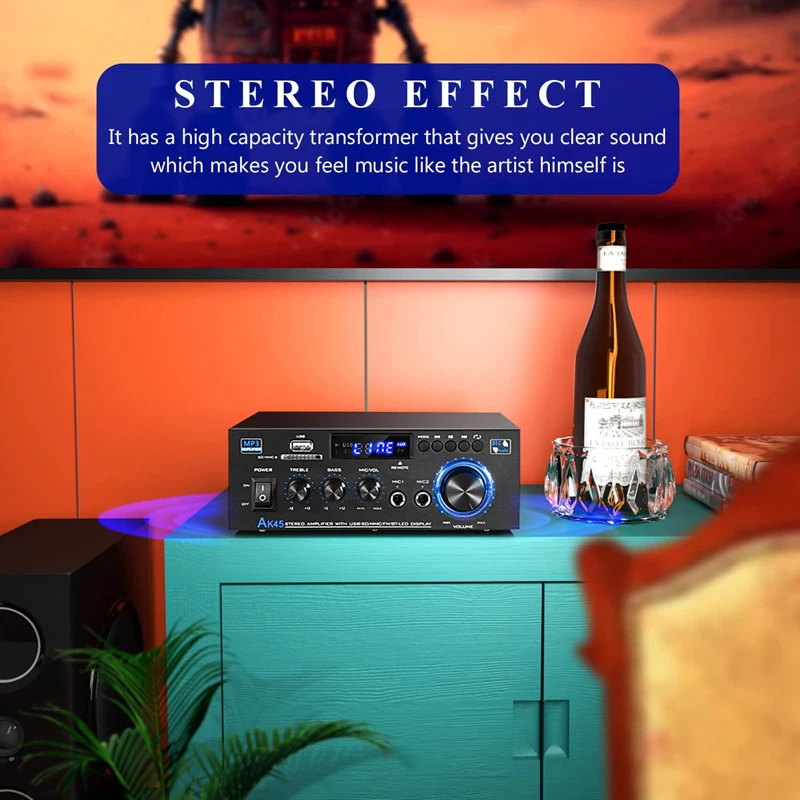 Ak45 Draadloze Bluetooth Stereo Max 350wx2 Rms 40wx2 Eindversterker Kanaal 2.0 Bluetooth 5.0 Hifi Digitale Versterker Voor Thuis