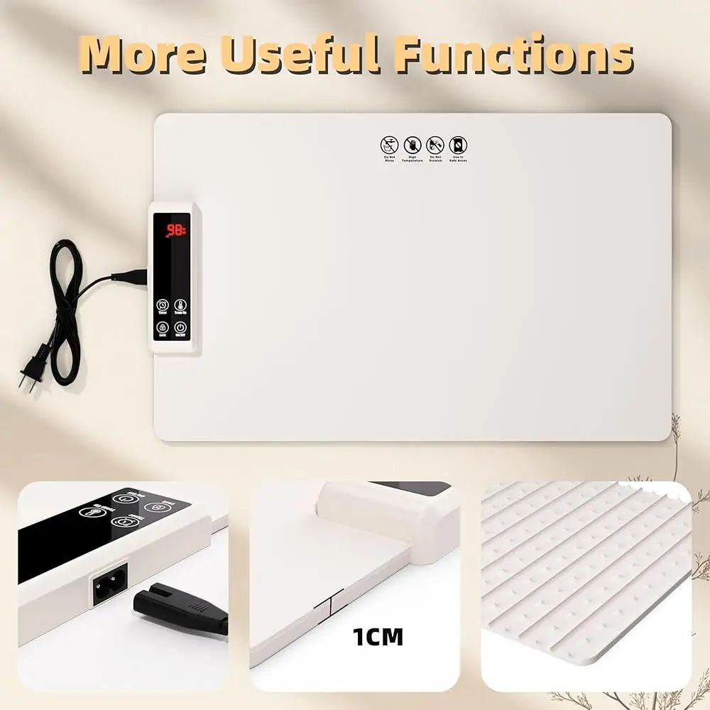 Foldable Electric Warming Tray Food Heating Mat with 6 Temperature Settings 5 Timer Options Portable Kitchen Essential