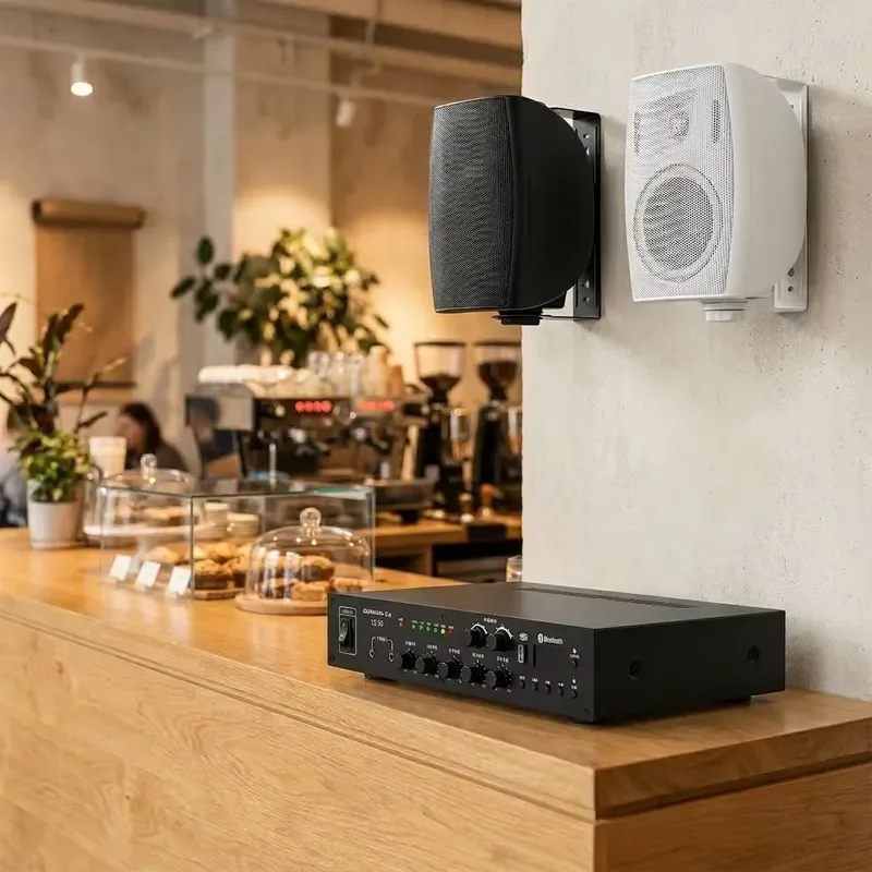 for 2 Zone Mono PA System Background Music Kit Remote Control for Cafe Restaurant 200W Commercial Audio Solution Wall Mount