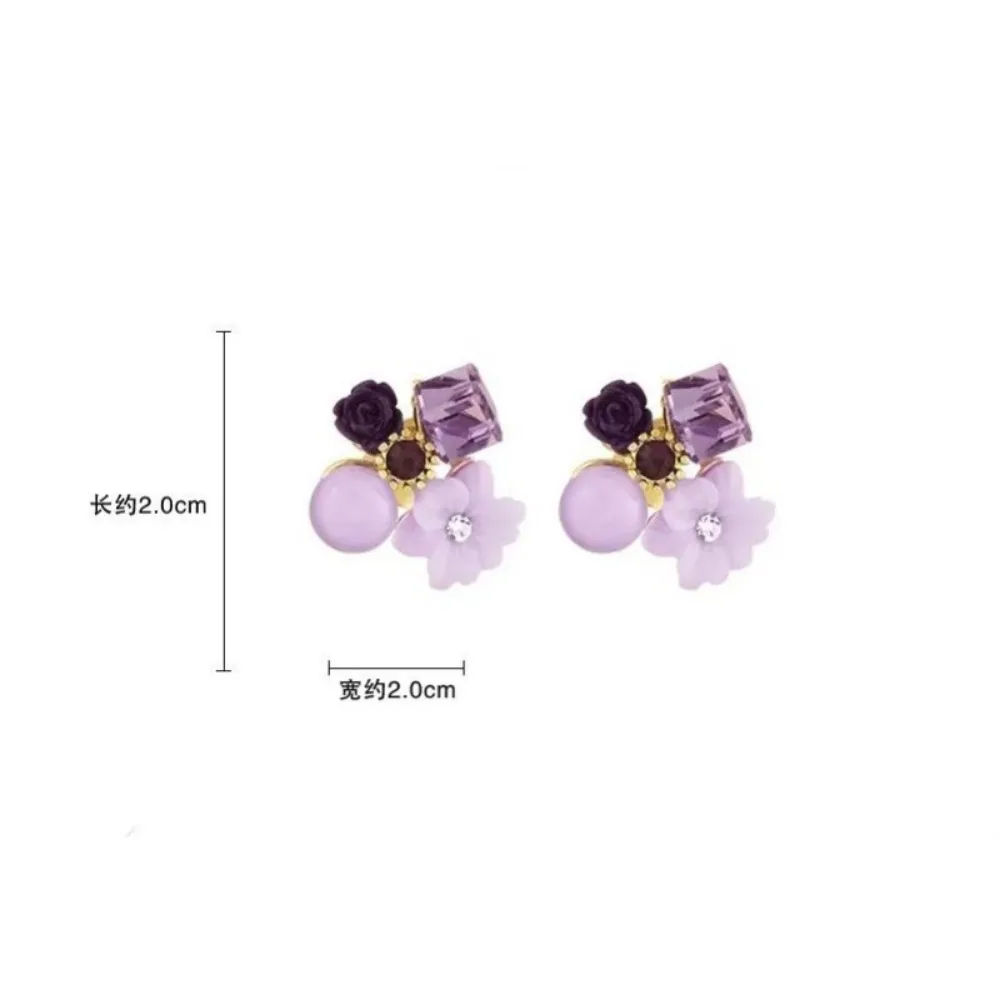 New Simple Amethyst Vintage Flower Niche Design Temperament Earrings Women\'s Premium Sense Party Charms Jewelry Decoration Gifts