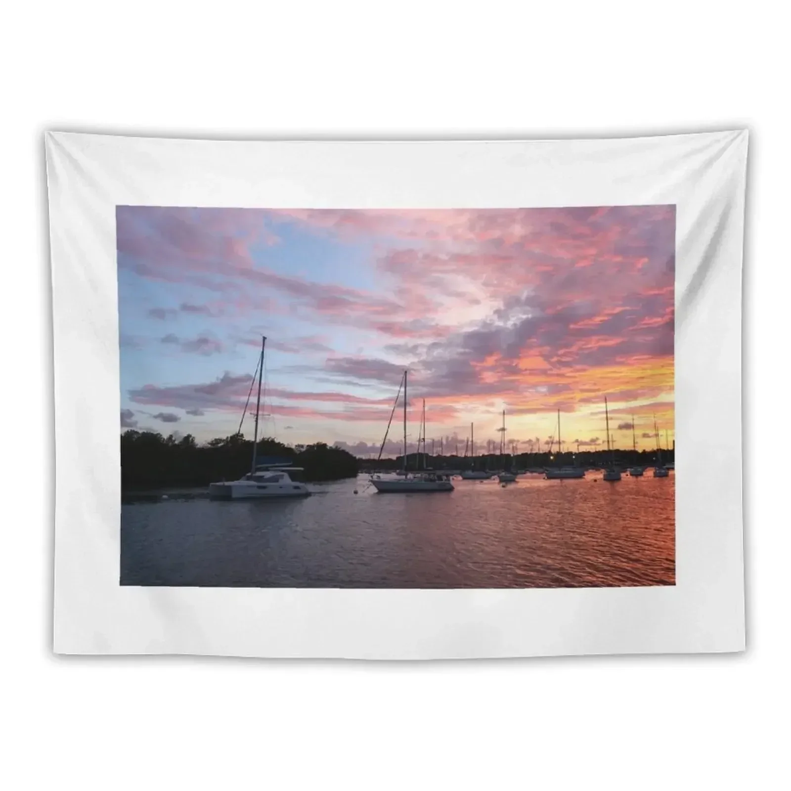 Coconut Grove Sunset Tapestry Aesthetic Room Decor Funny Tapestry