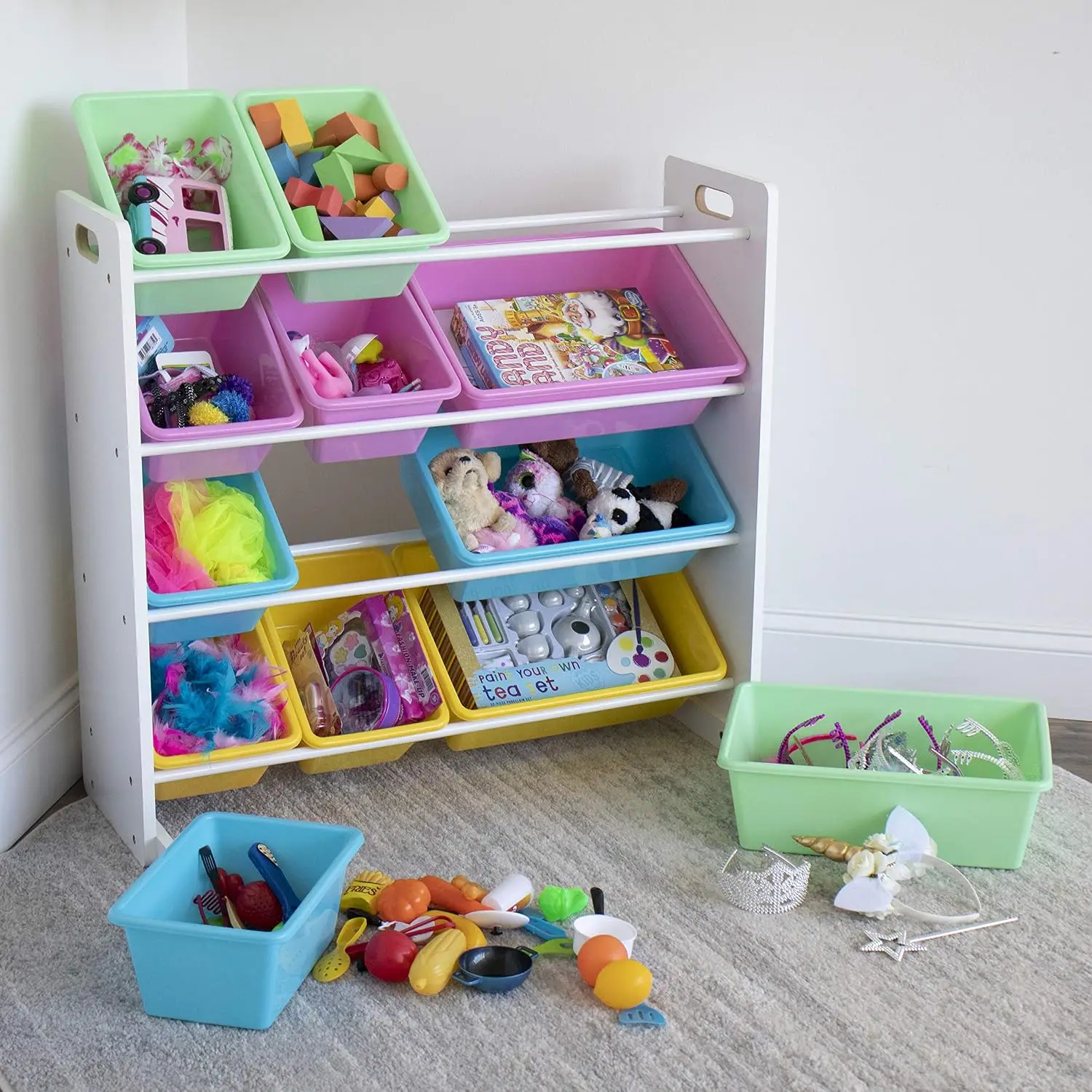Toy Storage Organizer Kids Book Rack Pastel Collection