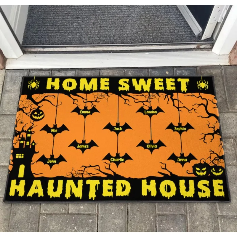 Halloween Family Home Sweet Haunted House Doormat Fall Home Decor Door Mat Halloween Doormat Housewarming Gift