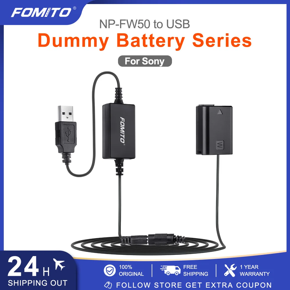 FOMITO USB DC Coupler Replacement AC PW20 Power Adapter Dummy Battery for Sony a3000 a5000 a6000 a6500 a7R a7S, RX10 III NEX-3N