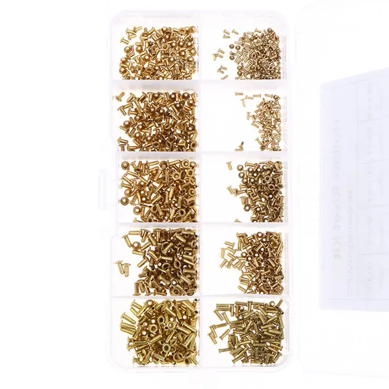 1000 Stück M0.9 M1.3 M1.5 M1.7 Durchgangsnieten, hohle Ösen, messingbeschichtete Metallnägel für Leiterplatten (Packung mit 1000 Stück) – Detail 5