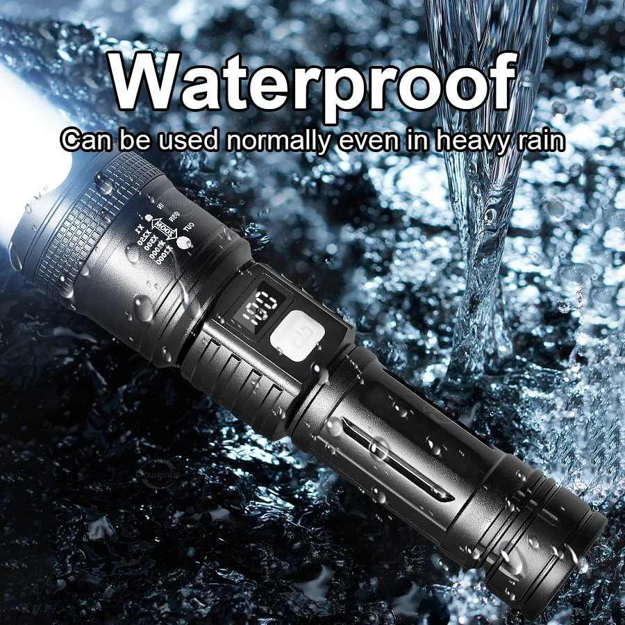

2025 Rechargeable Flashlight Portable LED Torch 3Modes Telescopic Zoom Spotlight Home Outdoor Lighting ABS High Power Flashlight