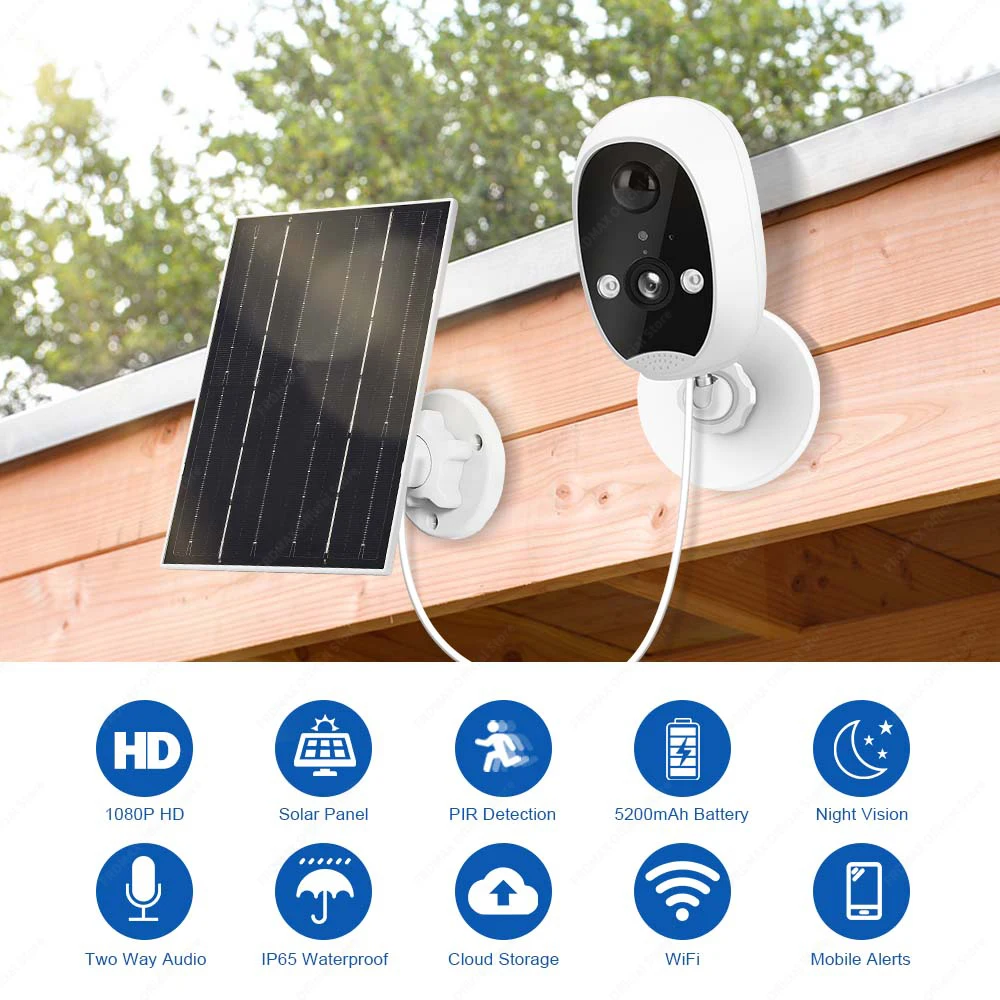 Tuya Solar Security Camera Outdoor 1080P WiFi Surveillance Camera With Solar Panel Human Detection Smart Home CCTV Camera Alexa