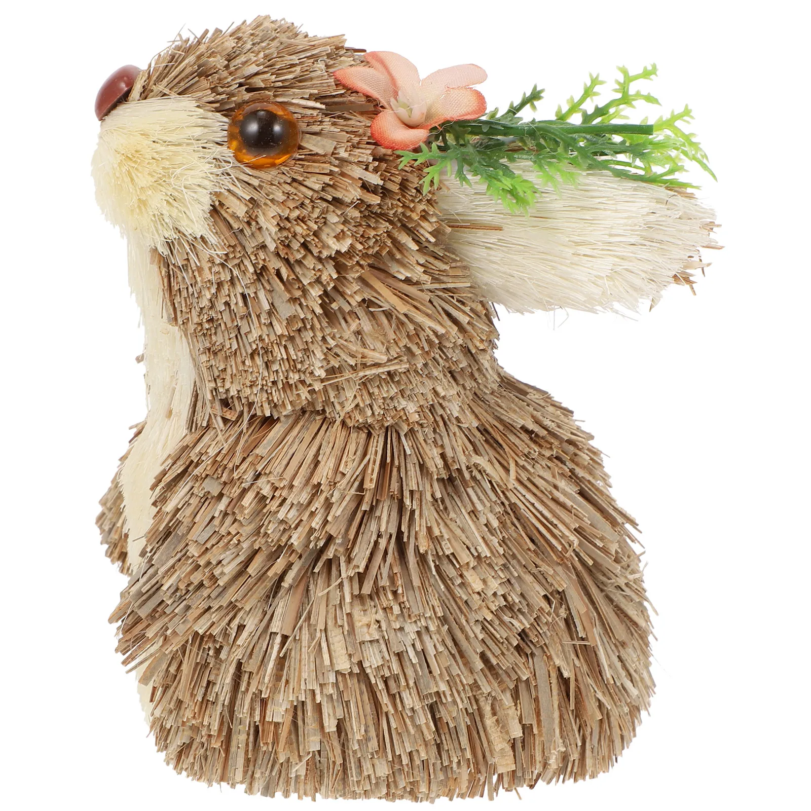 

Cartoon Rabbit Decoration Straw Material Bunny Ornament Home Decor Mini Indoor Tabletop Statue Sculpture Garden Supplies