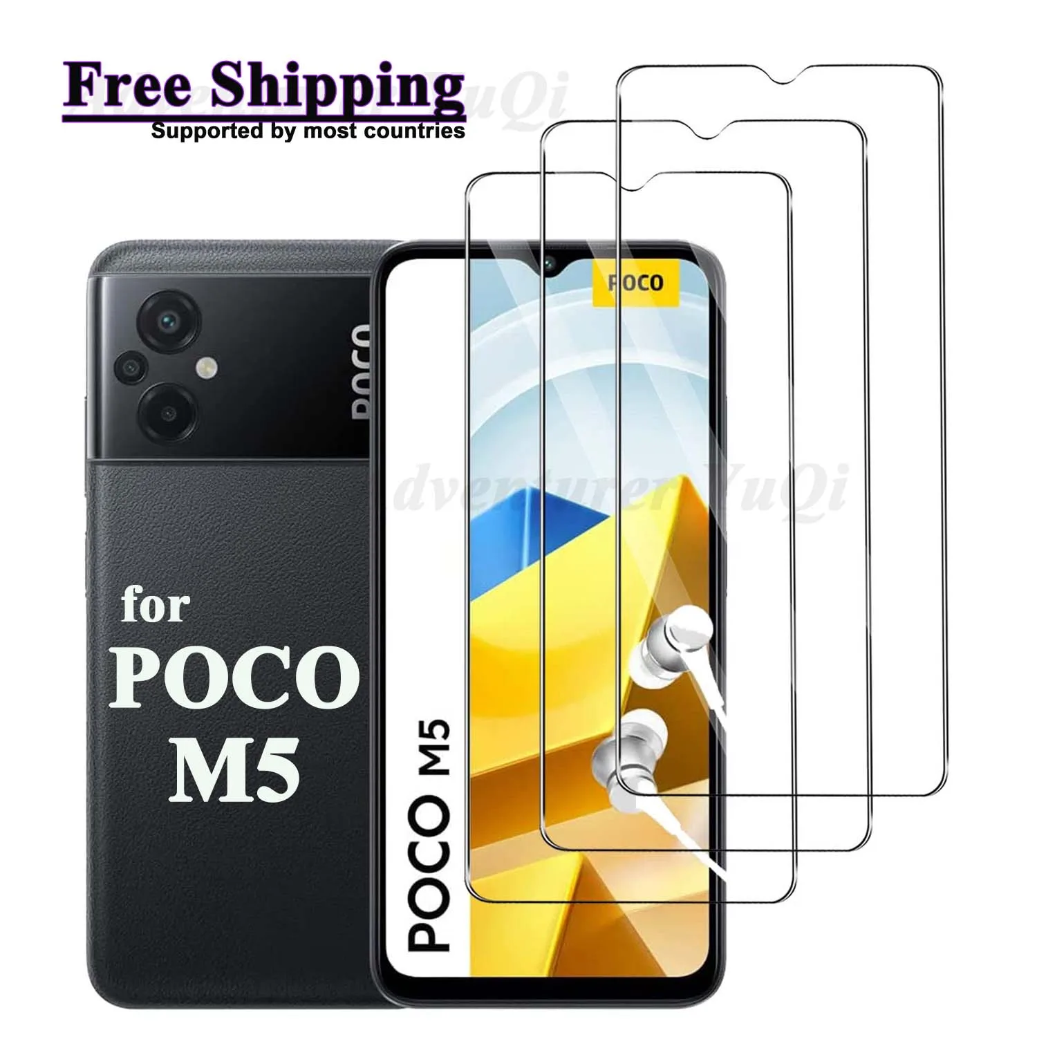 

Screen Protector For Xiaomi POCO M5, Tempered Glass HD Transparent 9H Anti Scratch Case Friendly High Aluminum