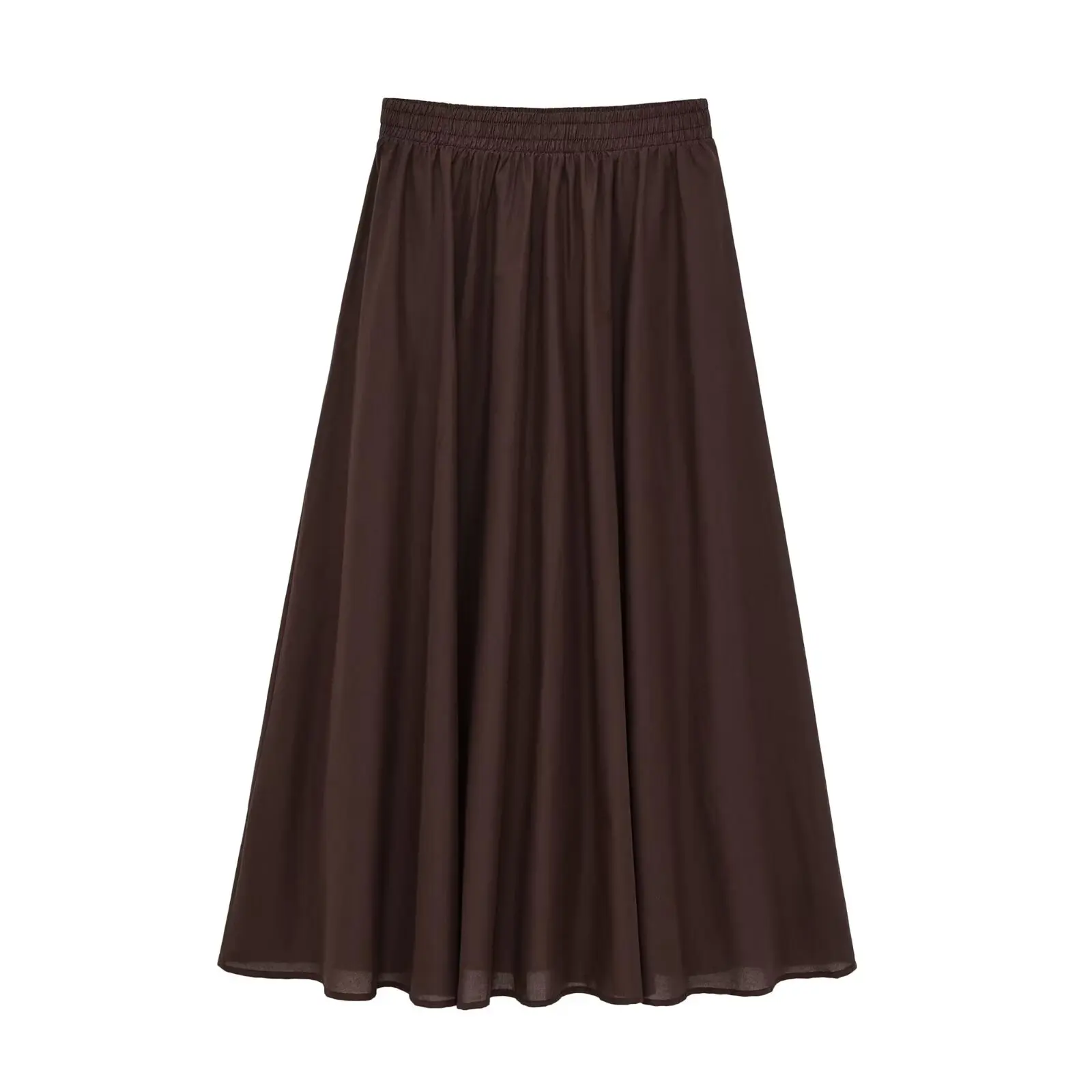 BSAY Sommer Strand Urlaub Midirock Damen Einfarbig Elastische Hohe Taille Plissierter Fließender A-Linien Swing Langer Rock Freizeitrock – Detail 5