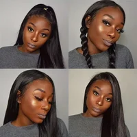 Straight 4X4 HD Lace Closure Wigs Human Hair For Women 4X4 Transparent Lace Front Wig Pre Plucked With Baby Hair Free Part Black Color Daily Use Party Event Music Festival Birthday Gifts 5