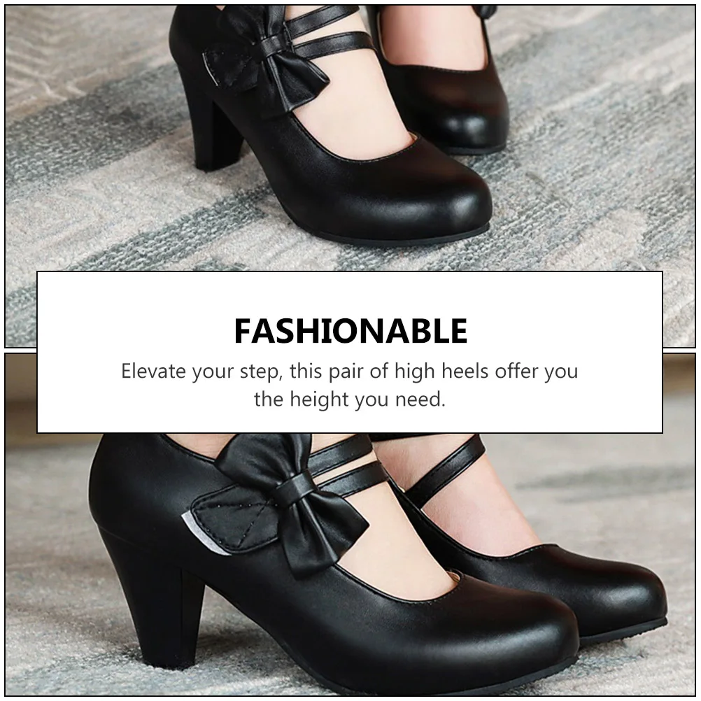 

Chunky Heel High Shoes Black Size Stylish Mary Single Shoes Wedding Bride Party Fashion Ladies S